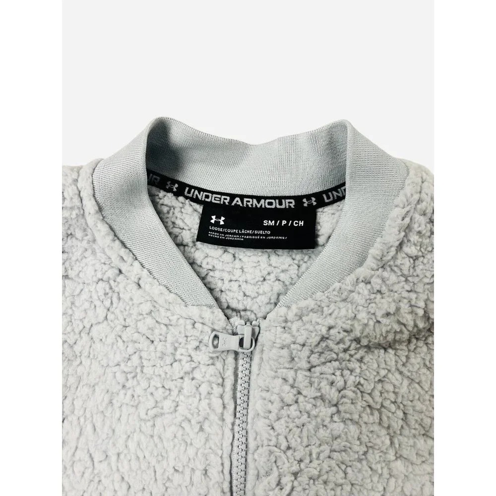 Under Armour Sherpa Bomber Jacket Gray Ultra-soft Comfort Men's Size S - Picture 9 of 10